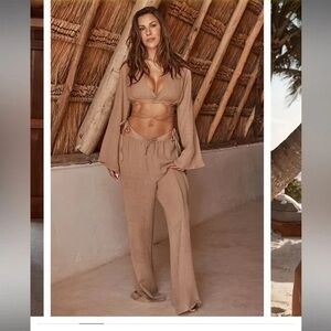 MONDAY SWIMWEAR - BELIZE CRINKLE PANT and AZORES CRINKLE TOP COVER UP - SIZE M